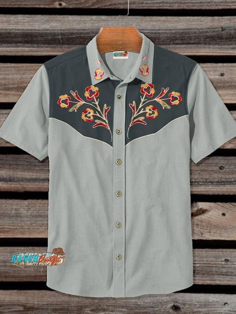 Art Print Race Cotton Shirt Grey / S