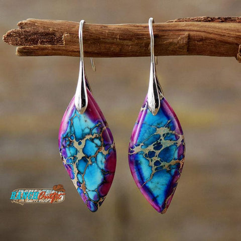 Free On Orders Over $69Sea Sediment Jasper Gemstone Drop Earrings Blue