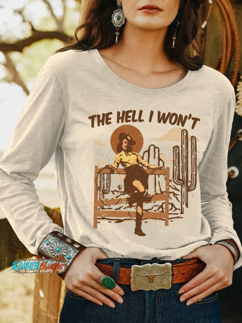 Women’s Wild Western Art Print Casual T Shirt Sand / S