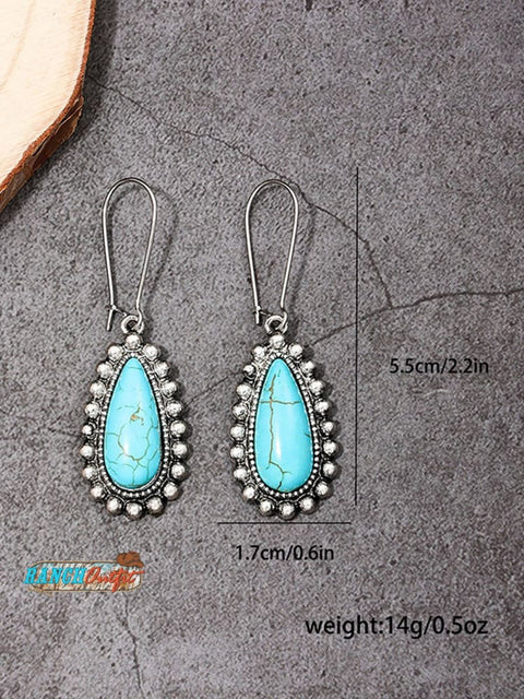 Women's Bohemian Metal Turquoise Drop Earrings