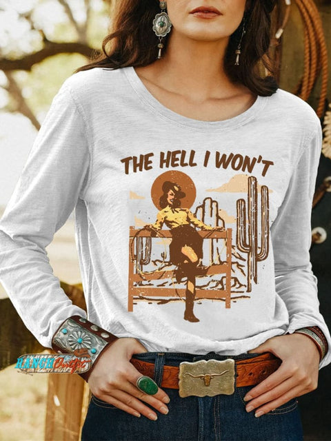 Women’s Wild Western Art Print Casual T Shirt White / S