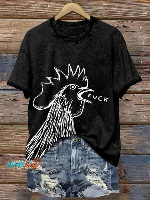 Bad Chicken Print T-Shirt