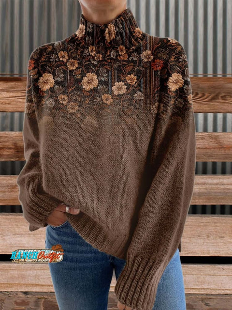 Brown Print Cozy Plush Sweatshirt