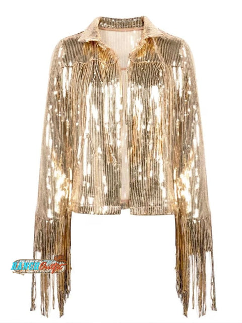 Women’s Sequined Fringed Jacket S / Gold