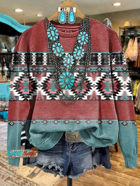 Aztac Print Casual Sweatshirt