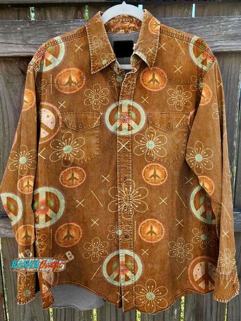 Vintage Western Cute Pastel Hippie Inspired Art Plant Horse Print Casual Shirt