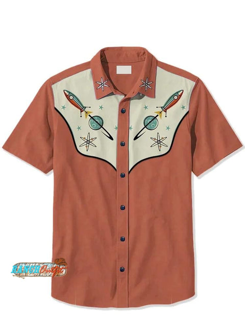 1950S Interstellar Atomic - 100% Cotton Shirt Red / S