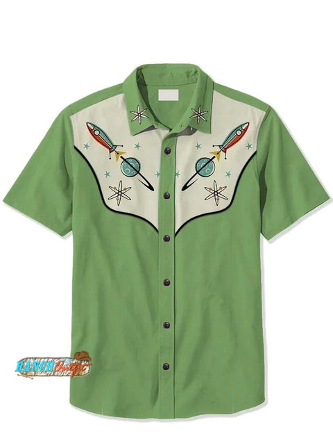 1950S Interstellar Atomic - 100% Cotton Shirt Green / S