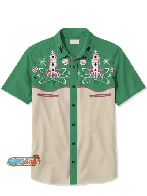 1950S Interstellar Atomic - 100% Cotton Shirt Green / S