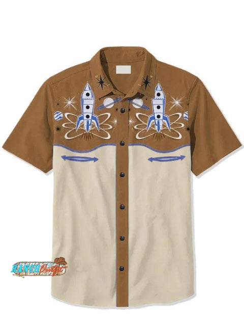 1950S Interstellar Atomic - 100% Cotton Shirt Brown / S